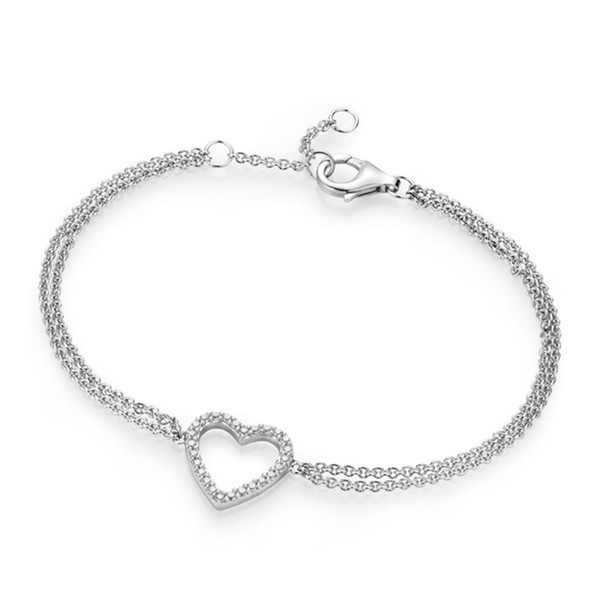 Giorgio Martello Damen Armband mit Herz und Zirkoniasteinen in 925 Silber 19 cm Produktbild