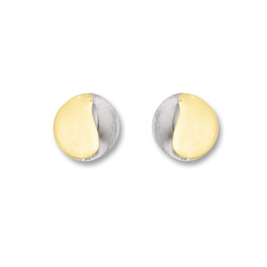 GH Ohrstecker Rund in 333 Gelbgold teil-rhodiniert...