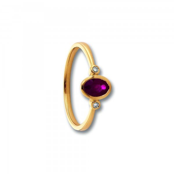Damen Ring Brillant 0,02ct Rubin 585/- Gelbgold RFB90008.2 Produktbild