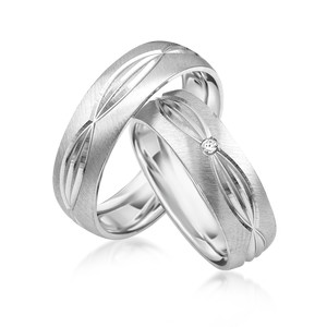 Paarringe Silber Eheringe mattiert 925 Gravur Zirkonia...