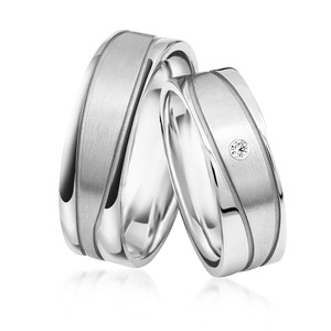 Paarringe Silber Eheringe lngsmattiert 925 Gravur...