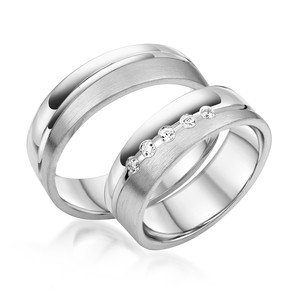 Paarringe Silber Eheringe längsmattiert 925 Gravur...