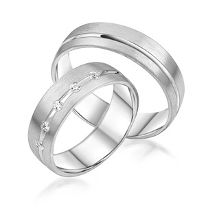 Paarringe Silber Eheringe lngsmattiert 925 Gravur...