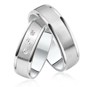 Paarringe Silber Eheringe lngsmattiert 925 Gravur...