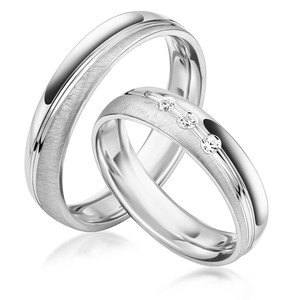 Paarringe Silber Eheringe quermattiert 925 Gravur...