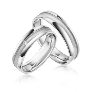 Paarringe Silber Eheringe mattiert 925 Gravur Zirkonia...