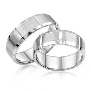 Paarringe Silber Eheringe lngsmattiert 925 Gravur M/M16...