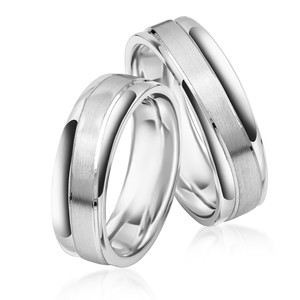 Paarringe Silber Eheringe lngsmattiert 925 Gravur M/M27...