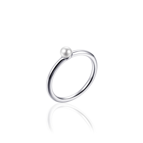 Damen Ring mit Perle in 925 Sterling Silber rhodiniert HELGI-R388