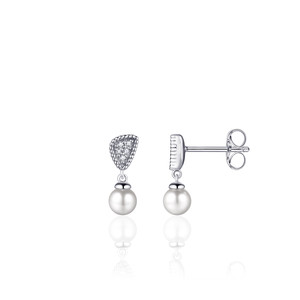 Perlen Ohrstecker 925 Sterling Silber mit Zirkonia...