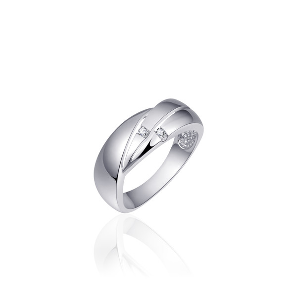 chmuck Ringe Zauberhafte rhodinierte Ring mit Zirkonia Steine Gr.20 