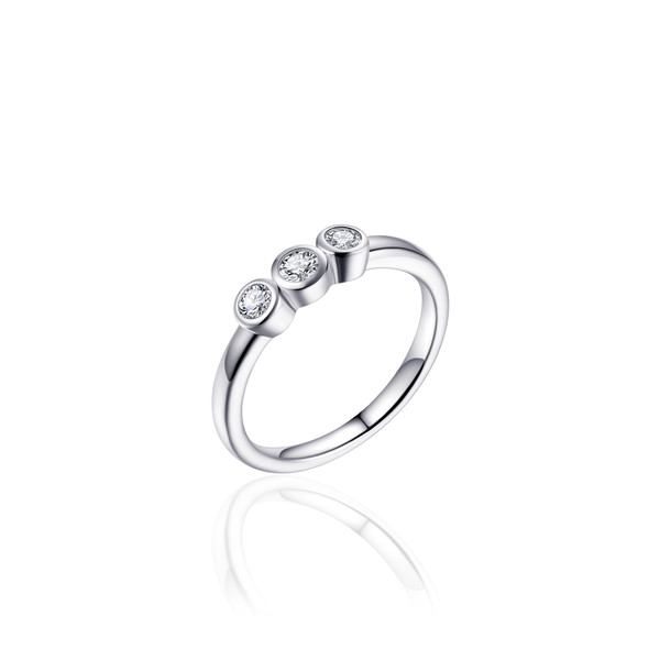 Damen Ring mit drei Zirkonia Steine in 925 Sterling Silber HELGI-R375
