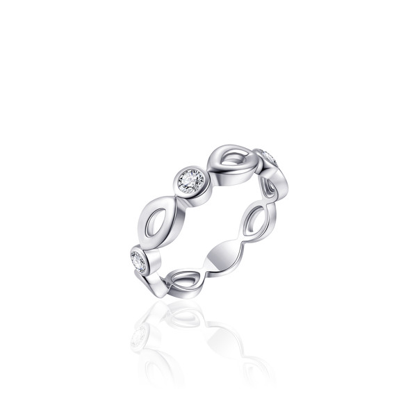 Damen Ring 925 Sterling Silber mit Zirkonia Steine beschmückt rhodiniert HELGI-R916