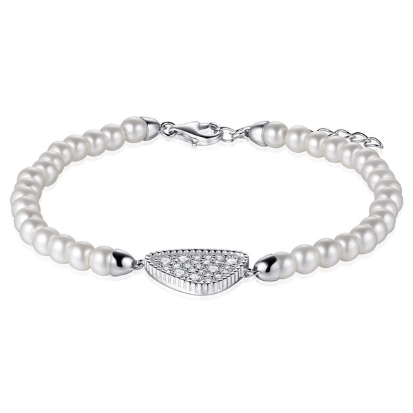 Damen Armband Perlen 925 Sterling Silber rhodiniert mit Zirkonia Steinen HELGI-B1012