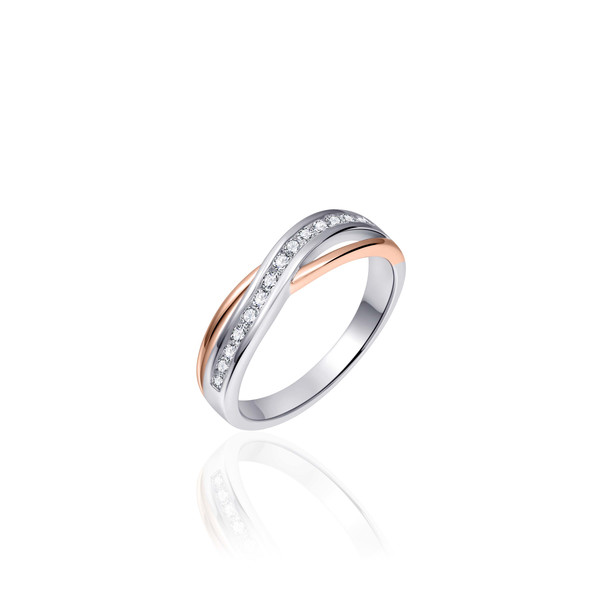 Damen Ring 925 Sterling Silber rosé vergoldet mit Zirkonia Steinen HELGI-R101R