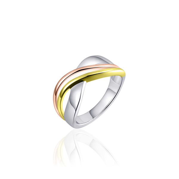 Damen Ring 925 Sterling Silber, gelb, rosé vergoldet HELGI-R074T