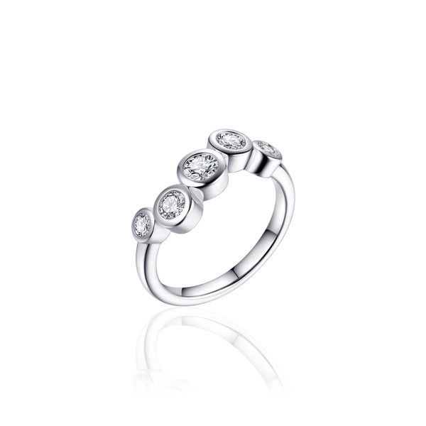Damen Ring 925 Sterling Silber mit 5 Zirkonia Steinen rhodiniert HELGI-R381