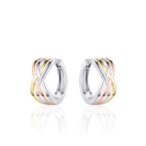 Damen Kreolen Tri-Colour 925 Silber rhodiniert, gelb-rosé...