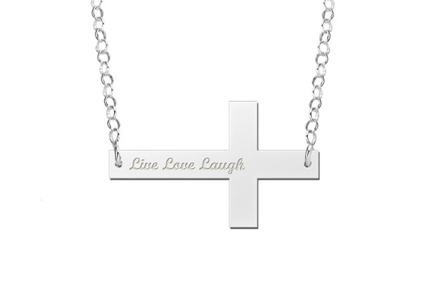 Silberne Bar Namenskette Kreuz Konfigurieren - Produktbild