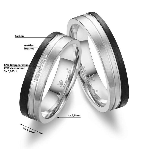 Trauringe Partnerringe Gold & Carbon CA-13