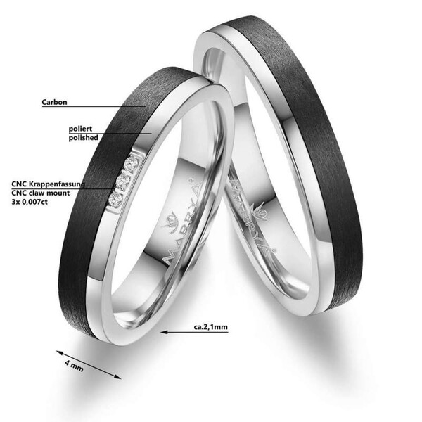 Trauringe Partnerringe Gold & Carbon CA-14