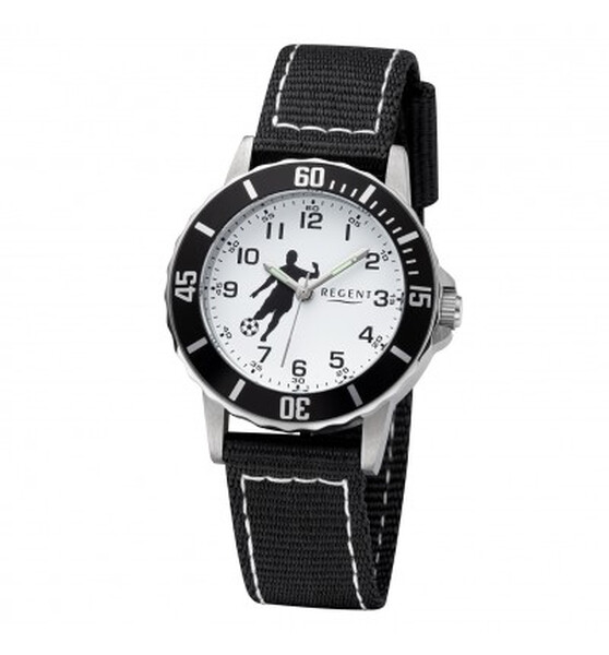 Regent Kinderarmbanduhr Metallgehäuse schwarz-weiß F-1374