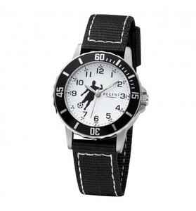 Regent Kinderarmbanduhr Metallgehäuse schwarz-weiß F-1374