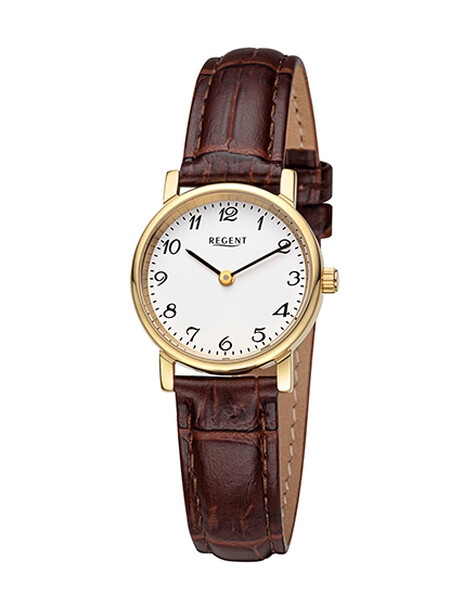 Regent Damenarmbanduhr Goldfarben Lederarmband F-1560