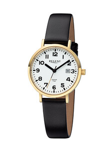 Regent Damenarmbanduhr Goldfarbenes Geh�use Lederarmband...