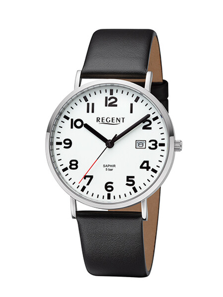 Regent Herrenarmbanduhr Silberfarbenes Geh�use...