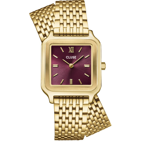 Gracieuse Damenuhr Edelstahl Weinrot Goldfarben CW11910