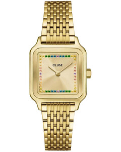 Gracieuse Petite Damenuhr Goldfarben mit bunten Steinen...