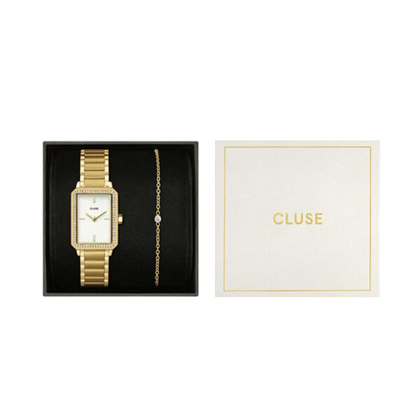 Geschenkbox - Fluette Damenuhr in Gold/Wei� mit...