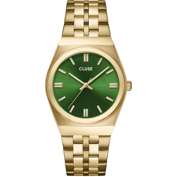 Retro 70er Damenuhr Edelstahl Waldgr�n/Goldfarben CW35105