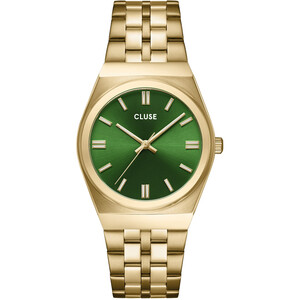 Retro 70er Damenuhr Edelstahl Waldgr�n/Goldfarben CW35105