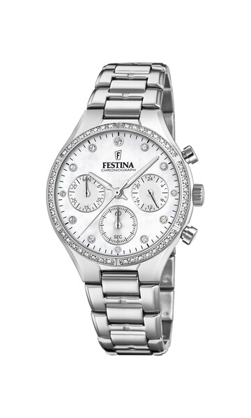 Festina Boyfriend Collection Damenuhr Perl-/Silberfarben...