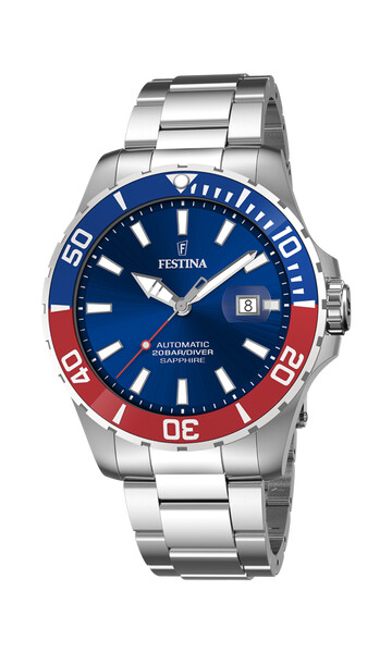Festina Automatico Herrenuhr Rot/Blau/Silber F20531/5
