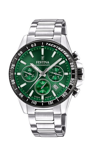 Festina Timeless Chronograph Herrenuhr Gr�n/Silber F20560/4