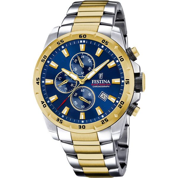 Festina Timeless Chronograph Herrenuhr Blau/Gold/Silber...