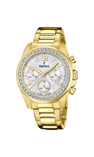 Festina Boyfriend Collection Damenuhr Perl-/Goldfarben...