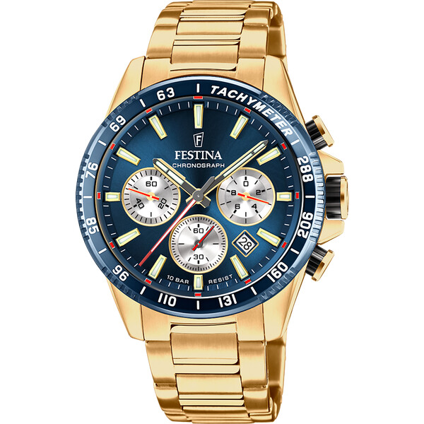 Festina Timeless Chronograph Herrenuhr Dunkelblau/Gold...
