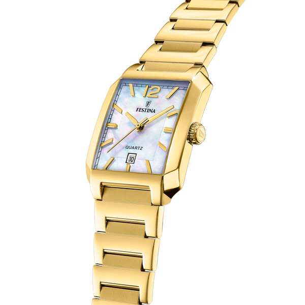 Festina On The Square Damenuhr Perlmutt/Gold F20680/2
