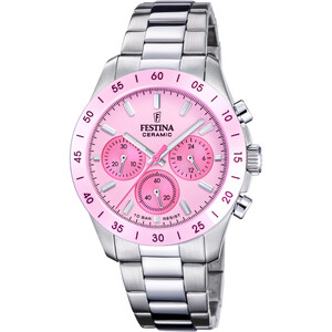 Festina Ceramic Unisex-Uhr Pink/Silber mit Keramikl�nette...
