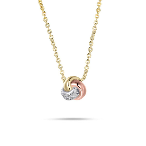 Gisservergoldete Silberkette Tricolor mit Zirkoniasteinen...