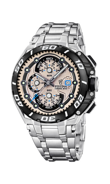 Festina Chrono Bike Herrenuhr Silber/Schwarz/Beige F20754/2