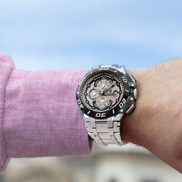 Festina Chrono Bike Herrenuhr Silber/Schwarz/Beige F20754/2