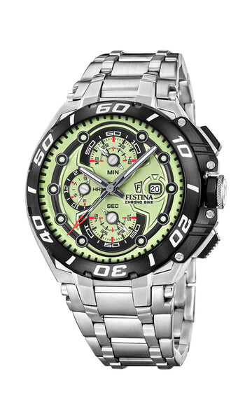 Festina Chrono Bike Herrenuhr Silber/Schwarz/Grün F20754/3
