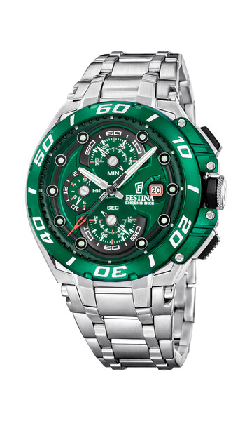 Festina Chrono Bike Herrenuhr Gr�n/Silber F20754/5