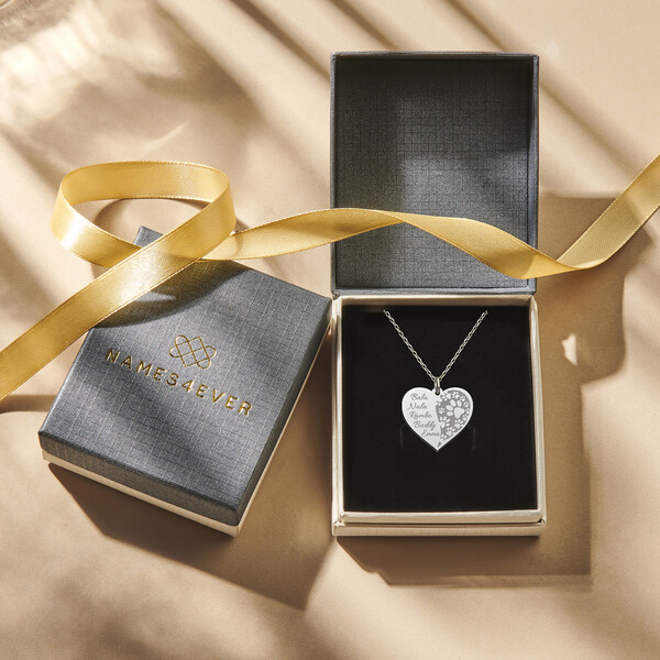 Silberne Tier Halskette in Herzform mit Pfoten und bis zu...