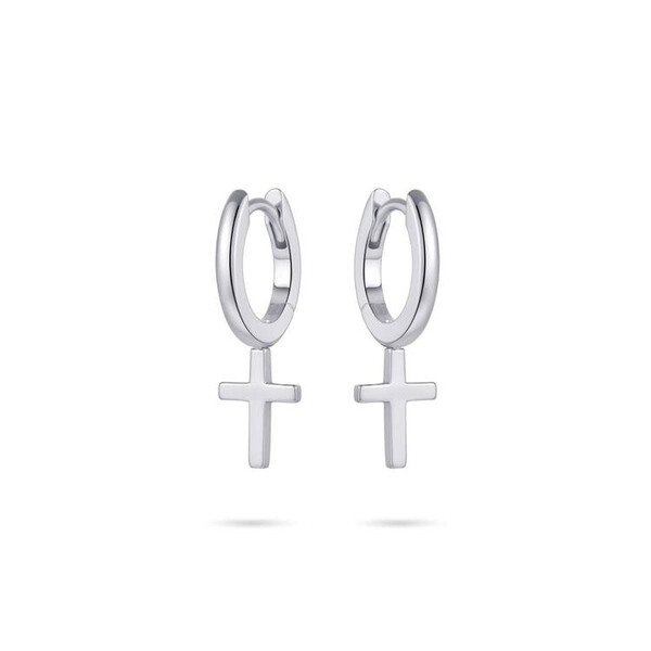 Gisser Creolen mit baumelnden Kreuz in Silber KC1027